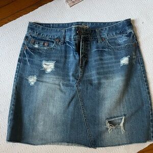 Denim Distressed Skirt
